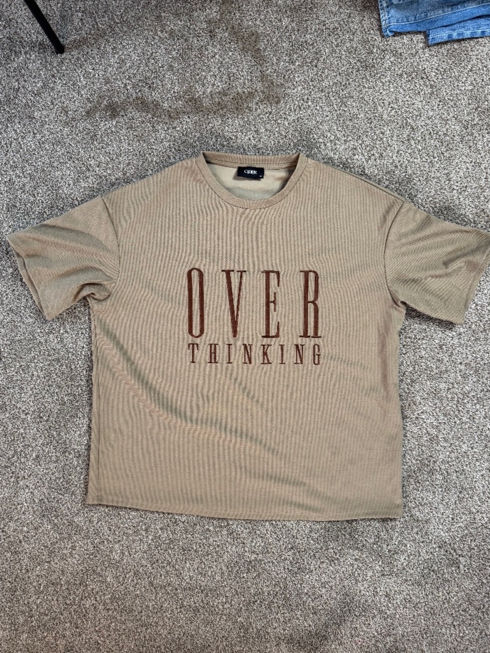 Cider Oversized “Over Thinking” Embroidered Tee – Size 1XL